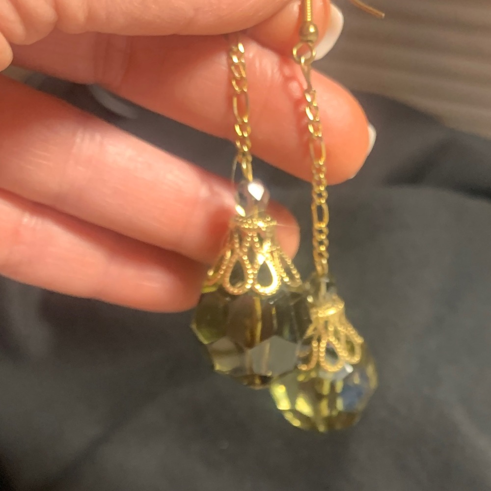 Drop Earrings with Topaz Tones